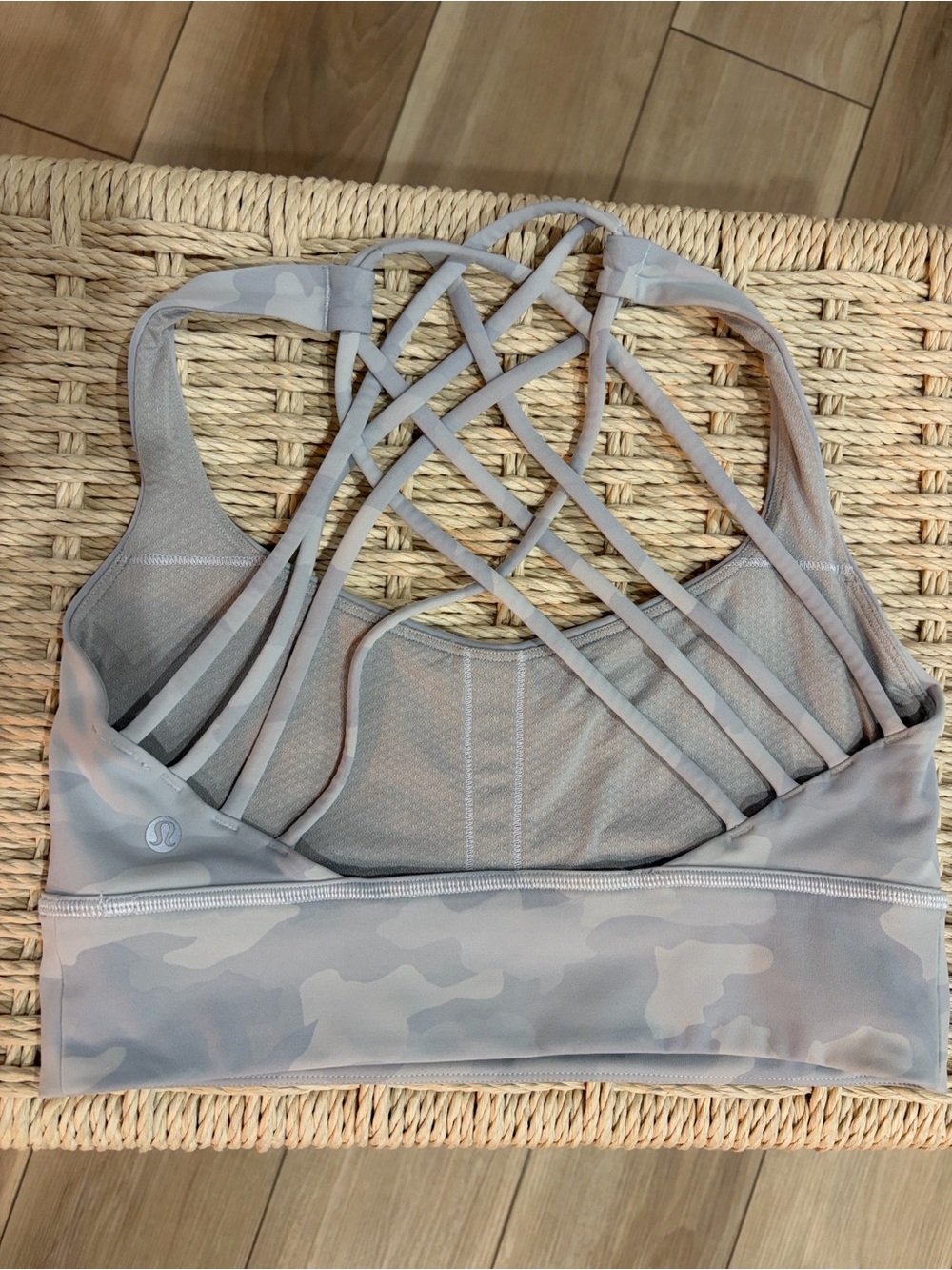 lululemon athletica Light Gray Camo Strappy Sports Bra